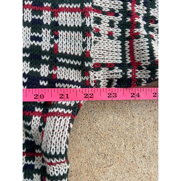 Vintage GFC Trading Co. Plaid Acrylic Crewneck Sweater Size L Beige/Green/Red O3 - Picture 3 of 4